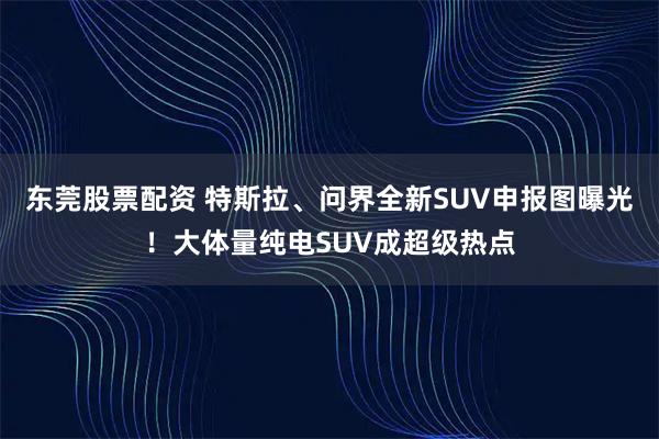 东莞股票配资 特斯拉、问界全新SUV申报图曝光！大体量纯电SUV成超级热点